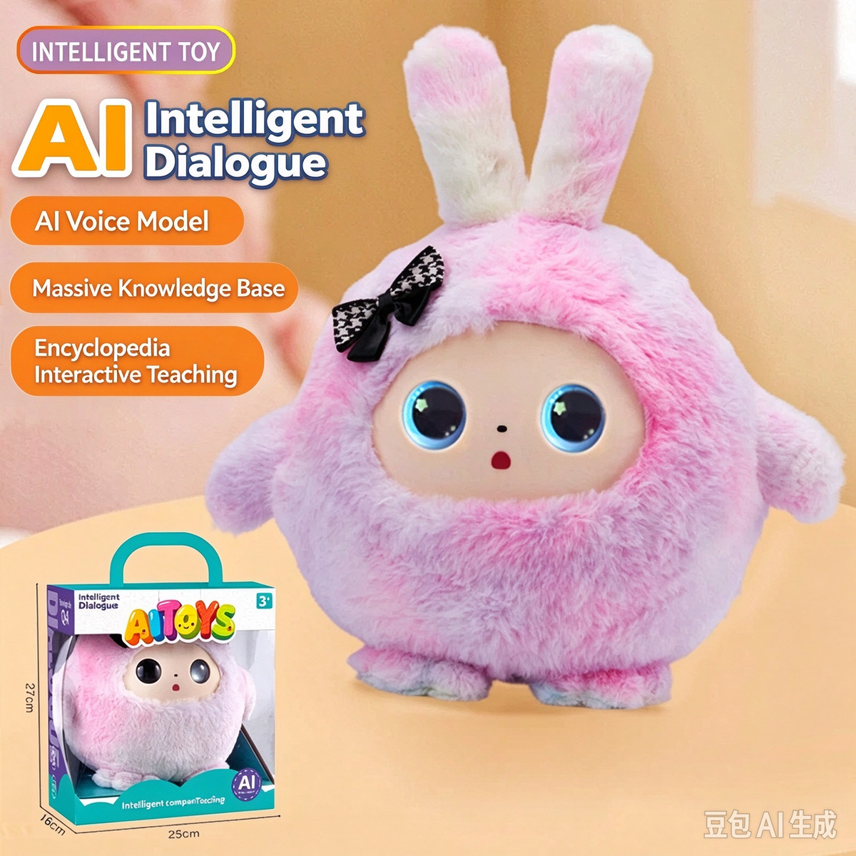 AI Interactive Plush Doll, Multi-language Smart Robot, Kids Educational Early Learning Toy